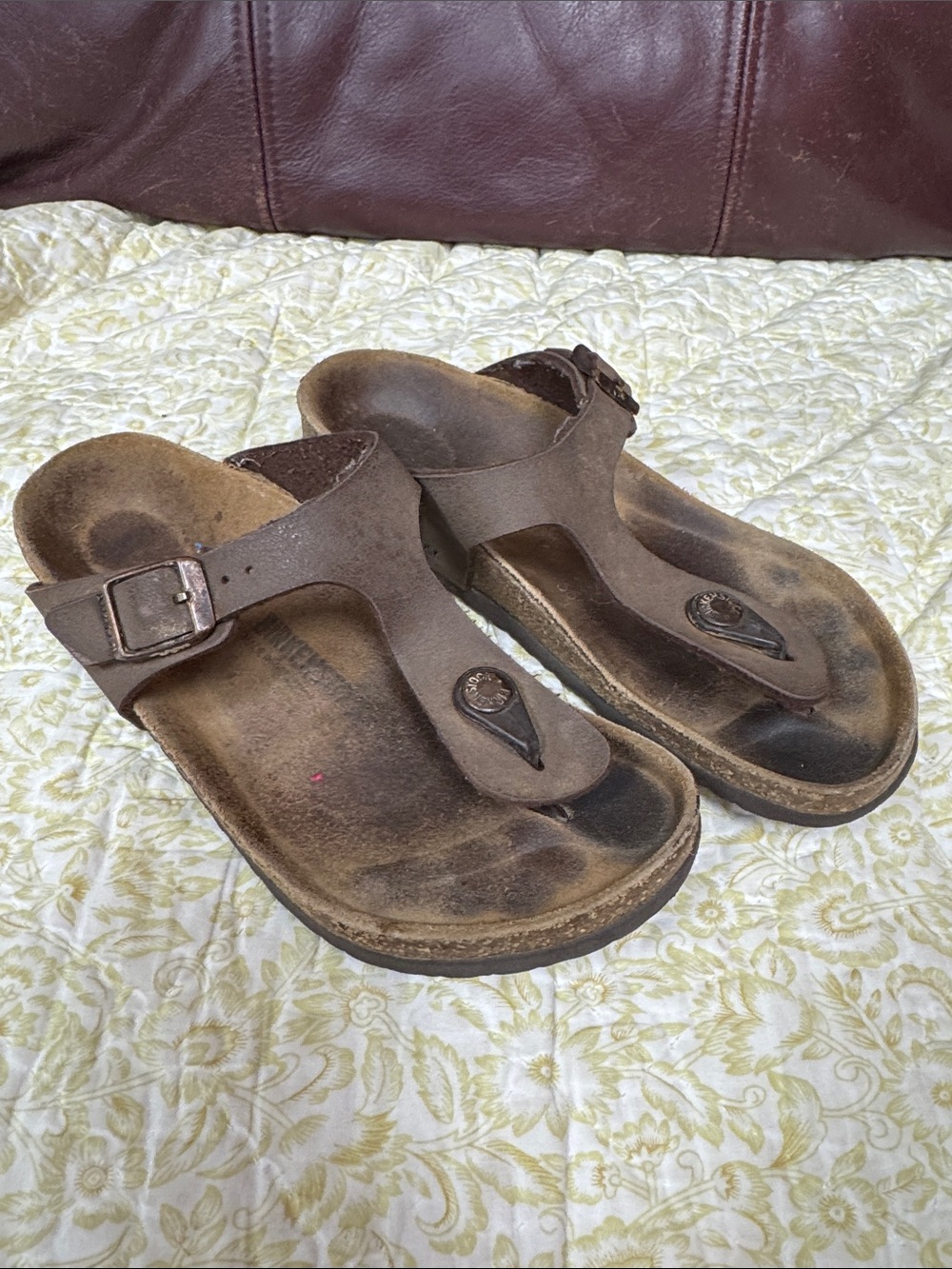 Birkenstock Kids Brown Toe-Post Sandals with Buckle